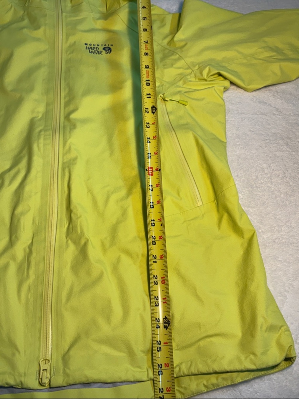 Mountain Hardwear High-Vis Bright Yellow Waterproof Hooded Rain Jacket XL - Picture 4 of 15